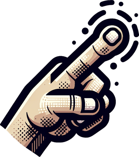 Указательный палец нажимает. Мультяшный.
Single Game Texture. In-Game asset. 2d. Blank background. High contrast. No shadows.