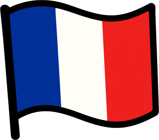 Fransa bayrağı.
In-Game asset.  2d.  High contrast.  No shadows