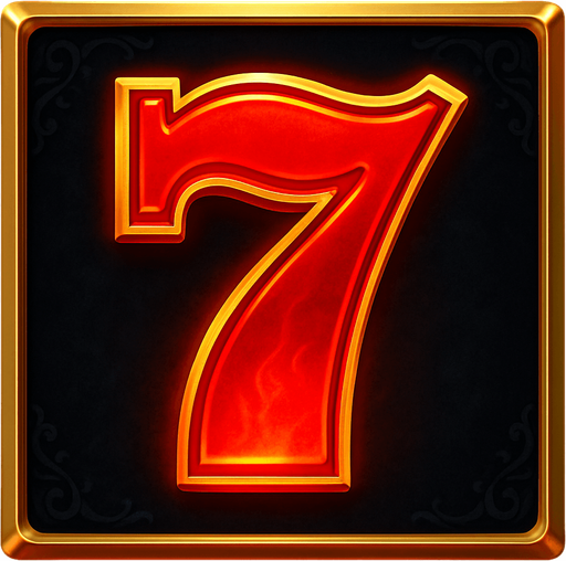 Crea un asset visual completo para el símbolo 'C' de Megaways: el Número 7 de la Suerte, directamente sobre su panel de fondo.

Diseño General:

Forma: Un panel cuadrado o ligeramente redondeado.

Fondo del Panel: Terciopelo oscuro (negro o azul noche) o un metal pulido muy oscuro.

Borde: Un borde elegante dorado o plateado alrededor del panel.

Detalles del Fondo: Puede tener un patrón sutil de filigrana de casino en las esquinas del panel.

Símbolo Central (el '7'):

El dígito '7' estilizado, grande y centrado sobre el fondo del panel.

Color del '7': Dorado brillante o rojo vibrante, con un aura sutil o un ligero efecto de fuego/energía.

Tipografía: Audaz y elegante..
In-Game asset.  2d.  High contrast.  No shadows