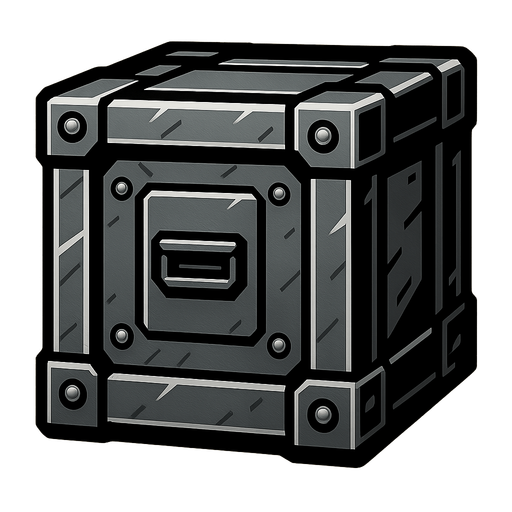 Steel box.
In-Game asset.  2d.  High contrast.  No shadows