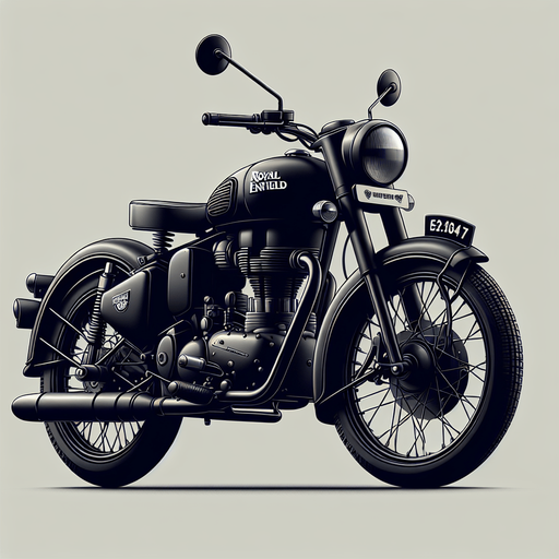 Royal Enfield bullet in black colour and full realistic.
Single Game Texture. In-Game asset. 2d. Blank background. High contrast. No shadows.