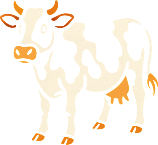cow with black background.
In-Game asset.  2d.  High contrast.  No shadows