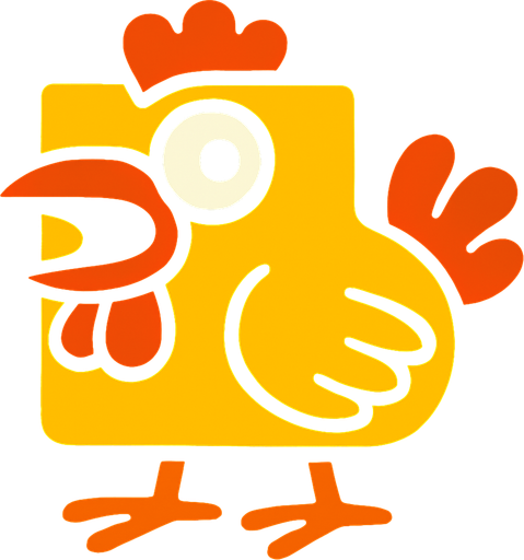 hyper chicken but square.
In-Game asset.  2d.  High contrast.  No shadows