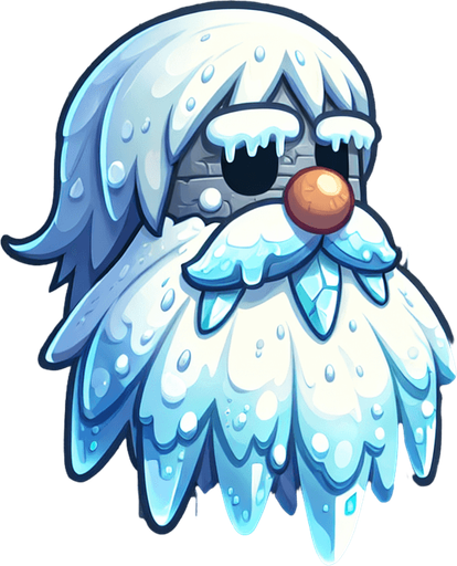 Froozen beard, cartoon, sideview Single Game Texture. In-Game asset. 2d. Blank background. High contrast. No shadows.