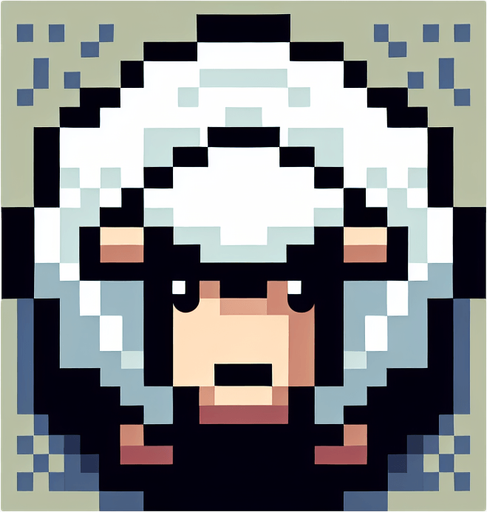 top down view of a pixel art sheep.
Single Game Texture.  In-Game asset.  2d.  Blank background.  High contrast.  No shadows