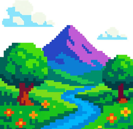 creame un paisage pixer de 2048x2732.
In-Game asset.  2d.  High contrast.  No shadows