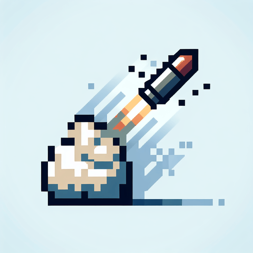 bullet launching upwards.
Single Game Texture. In-Game asset. 2d. Blank background. High contrast. No shadows. Pixelated.