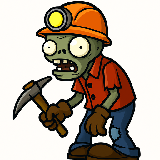 zombie minero pvz.
In-Game asset.  2d.  High contrast.  No shadows