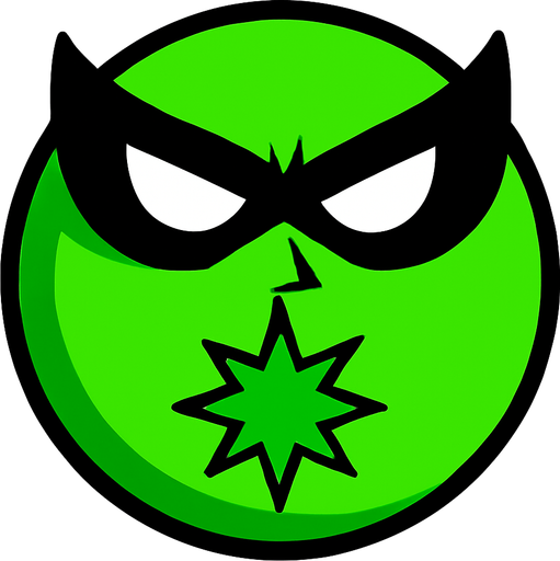 A green super hero ball.
In-Game asset.  High contrast.  No shadows