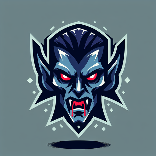 stylized vampire head.
Single Game Texture. In-Game asset. 2d. Blank background. High contrast. No shadows.