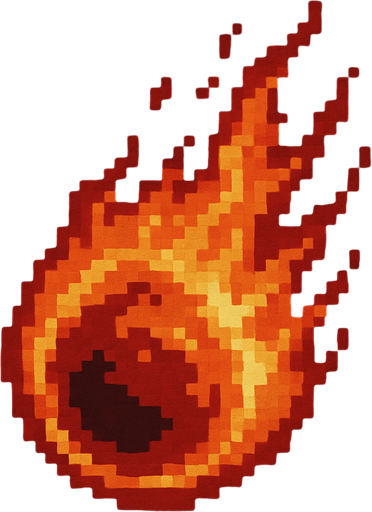 Fireball dark souls style 2d pixel art.
In-Game asset.  2d.  High contrast.  No shadows