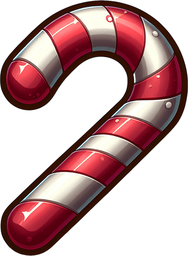 A candy cane. Single Game Texture. In-Game asset. 2d. Blank background. High contrast. No shadows.