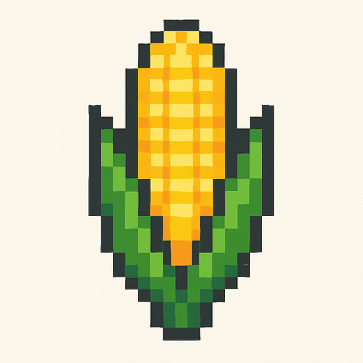 Corn 2d pixilated topdown.
In-Game asset.  2d.  High contrast.  No shadows