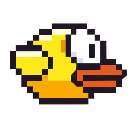 a flappy bird.
In-Game asset.  2d.  High contrast.  No shadows