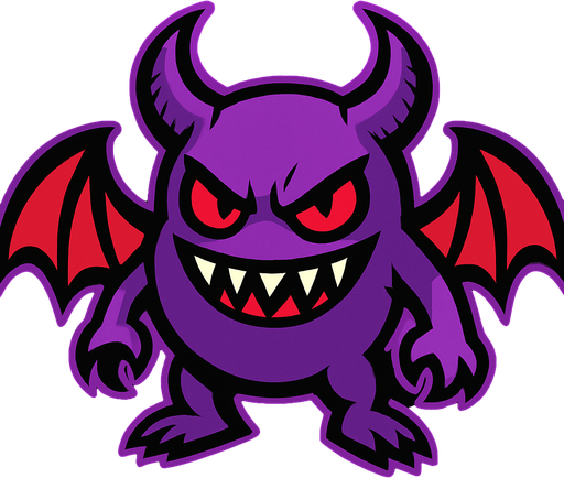 Make a mascot evil creature.
In-Game asset.  2d.  High contrast.  No shadows