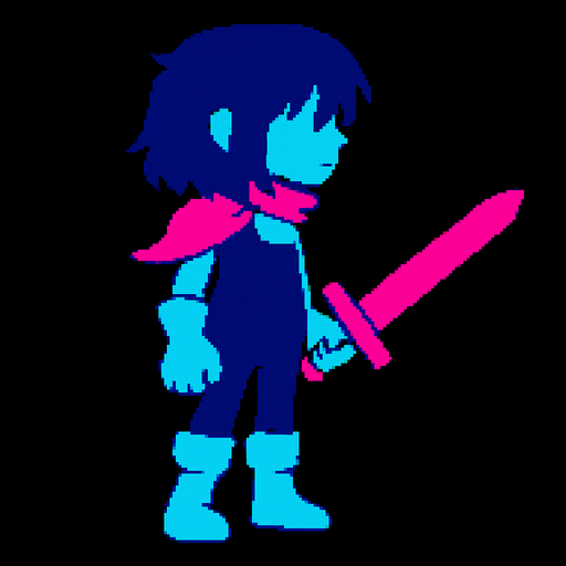 Kris chica con espada rosa mirando ala izquierda.
In-Game asset.  2d.  High contrast.  No shadows