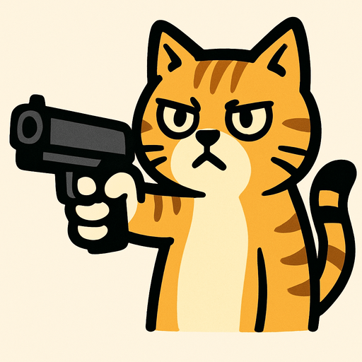 meme silah uzatan kedi.
In-Game asset.  2d.  High contrast.  No shadows