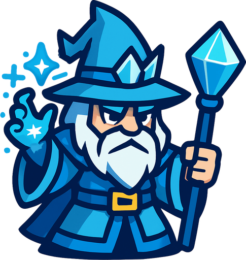 2d in game asset ice wizard.
In-Game asset.  2d.  High contrast.  No shadows