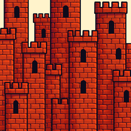 fondo de torres de ladrillos.
In-Game asset.  2d.  High contrast.  No shadows