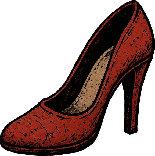 A well worn high heel shoe.
In-Game asset.  2d.  High contrast.  No shadows