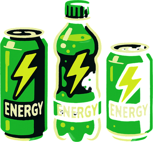 Bebidas energéticas verdes.
In-Game asset.  2d.  High contrast.  No shadows