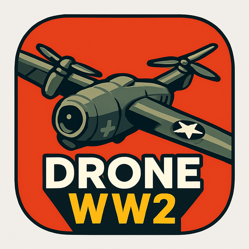 Modern App Store icon, high definition, square with rounded corners, for a game titled "Drone WW2".
In-Game asset.  2d.  High contrast.  No shadows