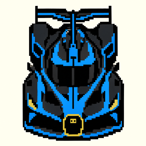 bugatti bolide pixel art bird's eye view.
In-Game asset.  2d.  High contrast.  No shadows