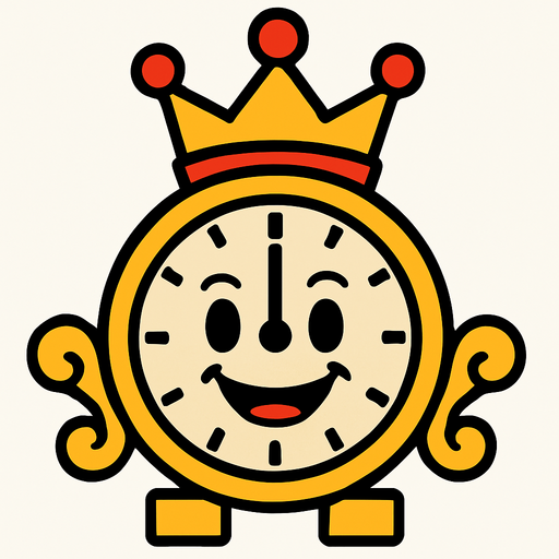 King clock smile face.
In-Game asset.  2d.  High contrast.  No shadows. Cartoon
