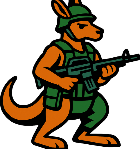 kangaroo soldier.
In-Game asset.  2d.  High contrast.  No shadows