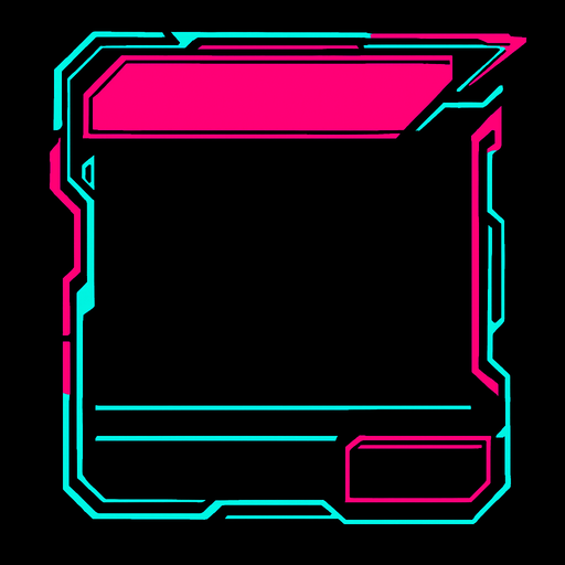 Empty cyberpunk style storybox design in which it's size enable song cover, difficulty level and song description to be added in the storybox.
In-Game asset.  2d.  High contrast.  No shadows