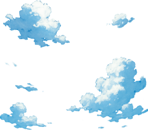 Blue sky with sparse clouds.
In-Game asset.  High contrast. Realistic anime style
