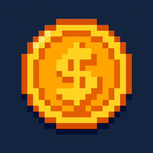 pixel art coin 2d.
In-Game asset.  2d.  High contrast.  No shadows