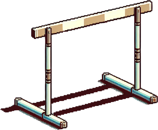 a single tubular olympic hurdle. seen from the front. pixelated. 8 bit.
Single Game Texture. In-Game asset. 2d. Blank background. High contrast. No shadows.