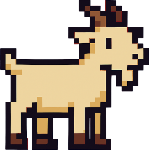 Goat pixel.
In-Game asset.  2d.  High contrast.  No shadows