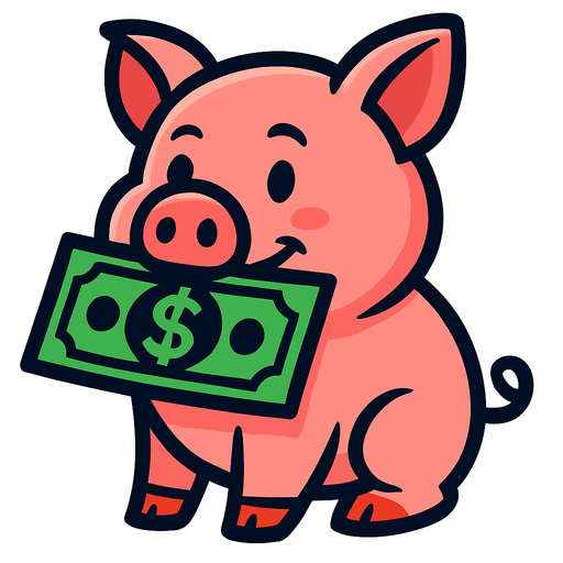 Pig with dollar in mouth.
In-Game asset.  2d.  High contrast.  No shadows
