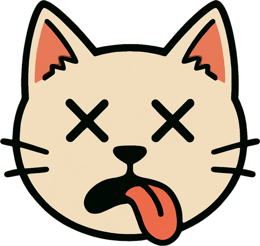 Create a symbol that’s just the white cats head looking straight forward with X’s for eyes and his tongue hanging out of the side of his mouth.