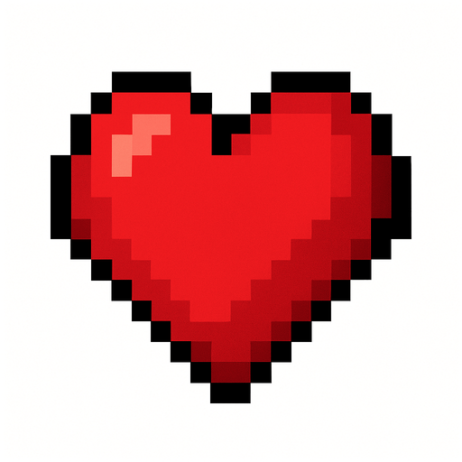 pixel heart.
In-Game asset.  2d.  High contrast.  No shadows