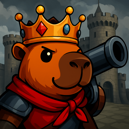 El rey tambien esta listo para pelear en el castillo de fondo.