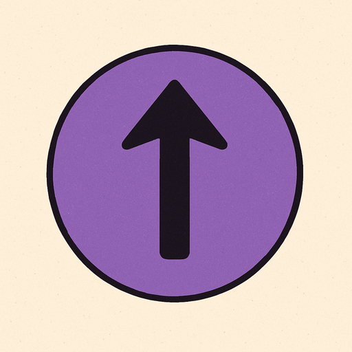 Purple circle. With an arrow facing up.
Please..
2d