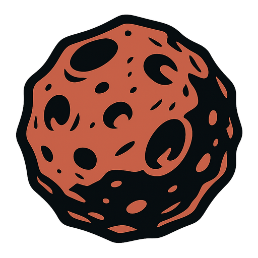 asteroid.
In-Game asset.  2d.  High contrast.  No shadows