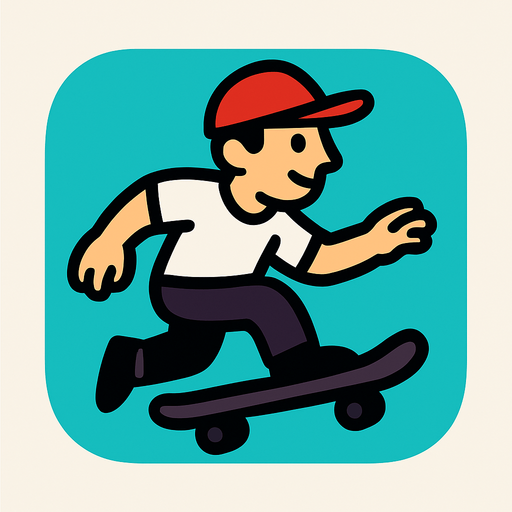 modern player of app store icon,only player,in skaetborg.
In-Game asset.  2d.  High contrast.  No shadows
