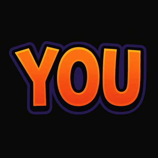 YOU yazısını yaz.
In-Game asset.  2d.  High contrast.  No shadows