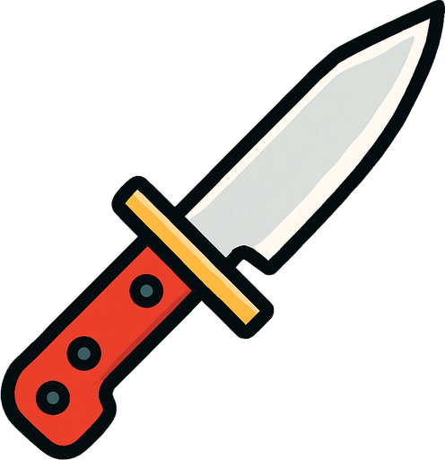 Knife 2d game.
In-Game asset.  2d.  High contrast.  No shadows