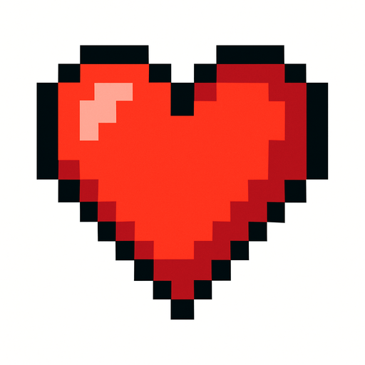 Piksel kalp.
In-Game asset.  2d.  High contrast.  No shadows