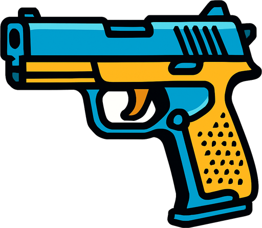 GUN.
In-Game asset.  2d.  High contrast.  No shadows