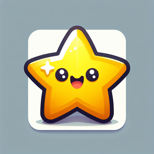 A yellow star. Cartoon..
Single Game Texture.  In-Game asset.  2d.  Blank background.  High contrast.  No shadows