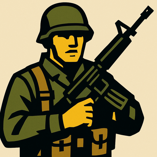 soldier.
In-Game asset.  2d.  High contrast.  No shadows