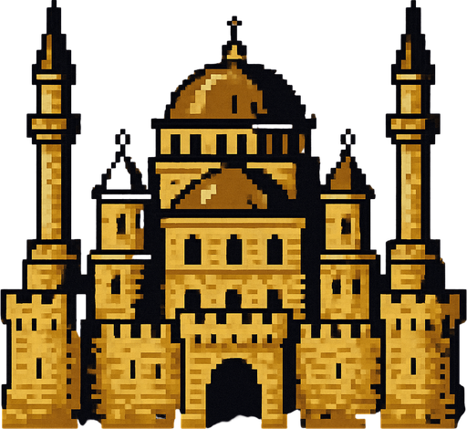 ottoman castle.
In-Game asset.  2d.  High contrast.  No shadows. pixel art