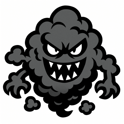 evil black gray cloud monster.
In-Game asset.  2d.  High contrast.  No shadows