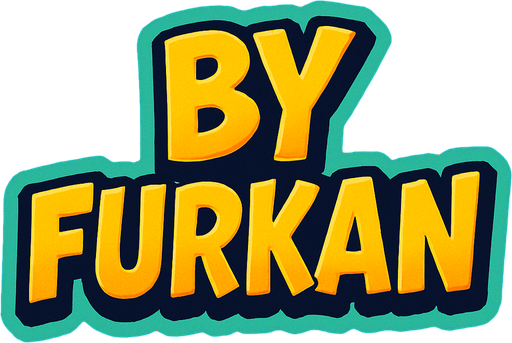 üzerinde by furkan yazan bir yazı.
In-Game asset.  2d.  High contrast.  No shadows